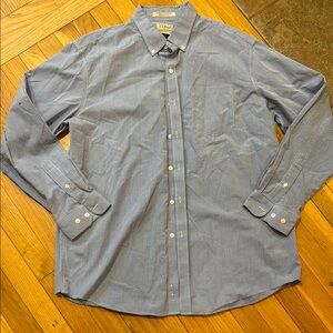 L.L. Bean Blue and White Casual Button Down Shirt